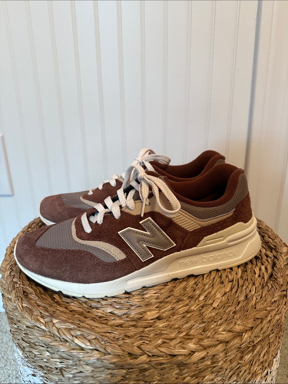 New Balance Men’s Brown and Gray Suede Athletic Sneakers - 8D